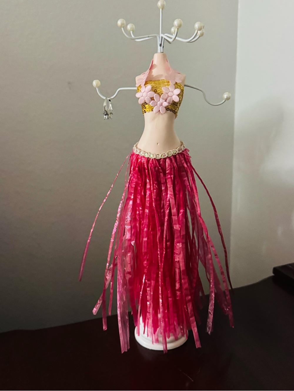 Kids Pink Hawaiian Hula Costume Skirt and Top